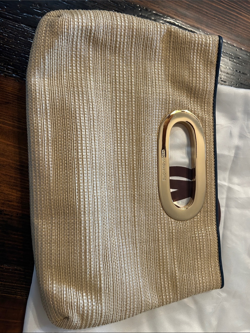 Michael Kors Berkley Straw Clutch Bag